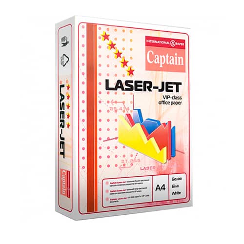 Бумага офисная Captain Laser Jet A4, класс A, 80г/м2, 500л