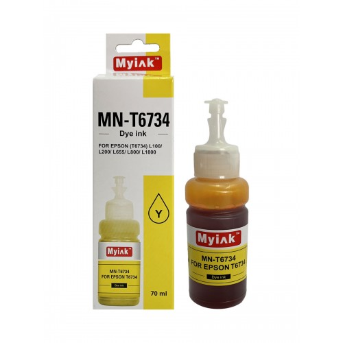Чернила MyInk  для EPSON (T6734) L100/ L1800 (70мл, контейнер, yellow, Dye) MN-T6734