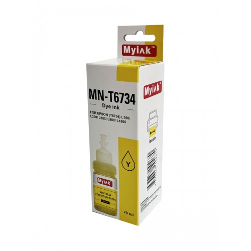 Чернила MyInk  для EPSON (T6734) L100/ L1800 (70мл, контейнер, yellow, Dye) MN-T6734