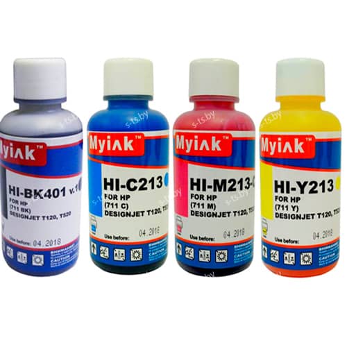 Комплект чернил MyInk для HP (711/ 712) HP DesignJet T120, T520, T125, T130, T525, T530, T210, T230, T250, T630, T650 (4х100мл)